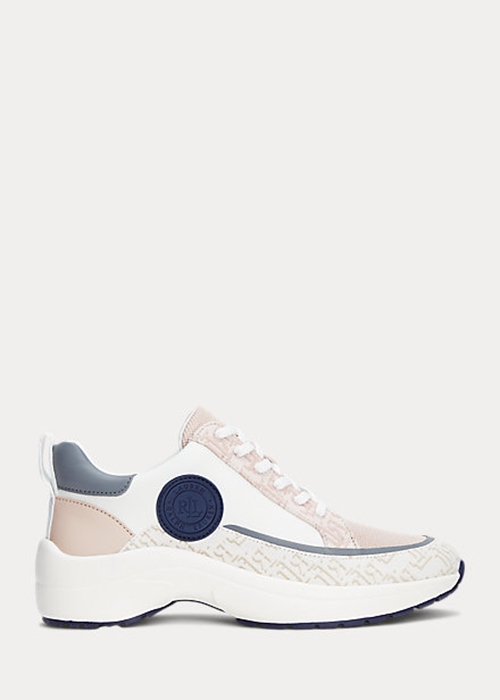 Ralph Lauren Reaghan Logo Jacquard & Läder Sneakers Dam Rosa | 649302-YXM