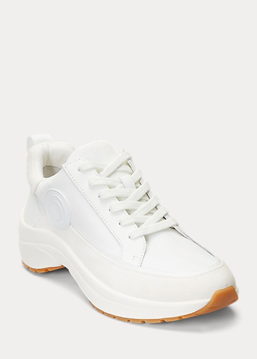 Ralph Lauren Reaghan Läder & Mocka Sneakers Dam Vita | 125630-PEJ