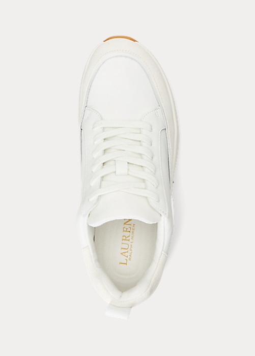 Ralph Lauren Reaghan Läder & Mocka Sneakers Dam Vita | 125630-PEJ