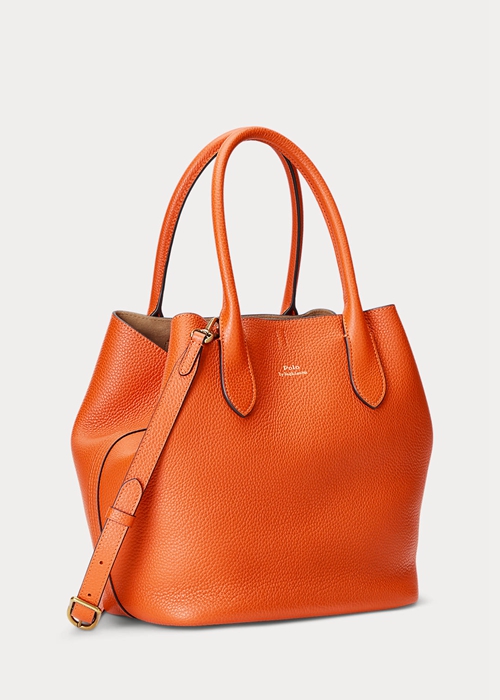 Ralph Lauren Reversible Läder Medium Bellport Toteväska Dam Orange | 384920-RKE