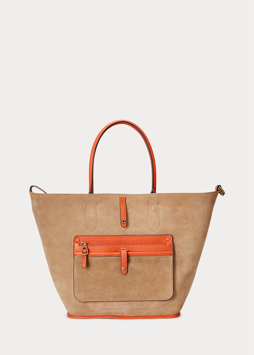 Ralph Lauren Reversible Läder Medium Bellport Toteväska Dam Orange | 384920-RKE