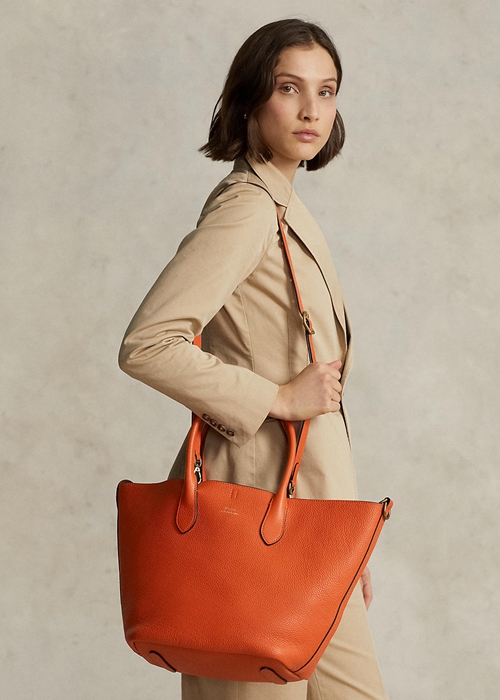 Ralph Lauren Reversible Läder Medium Bellport Toteväska Dam Orange | 384920-RKE