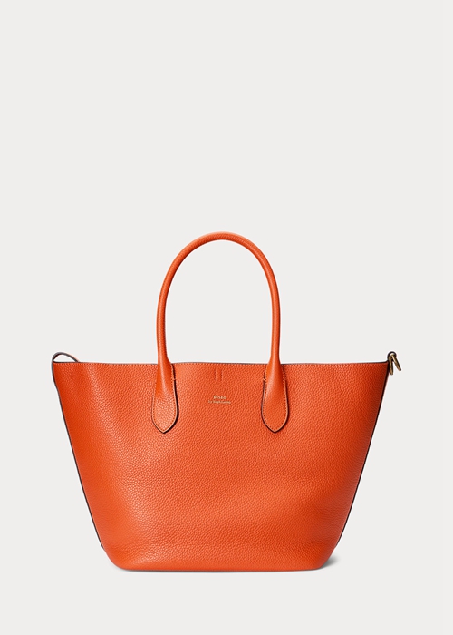 Ralph Lauren Reversible Läder Medium Bellport Toteväska Dam Orange | 384920-RKE