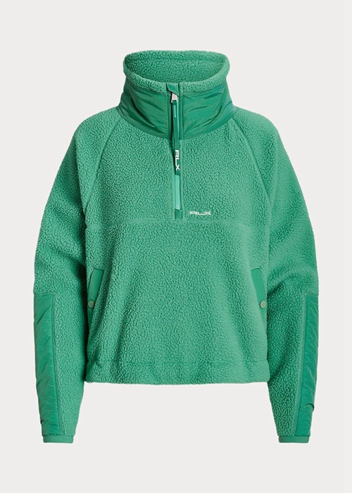 Ralph Lauren Ripstop-trim High-pile Fleece Pullover Tröjor Dam Gröna | 748369-SHL