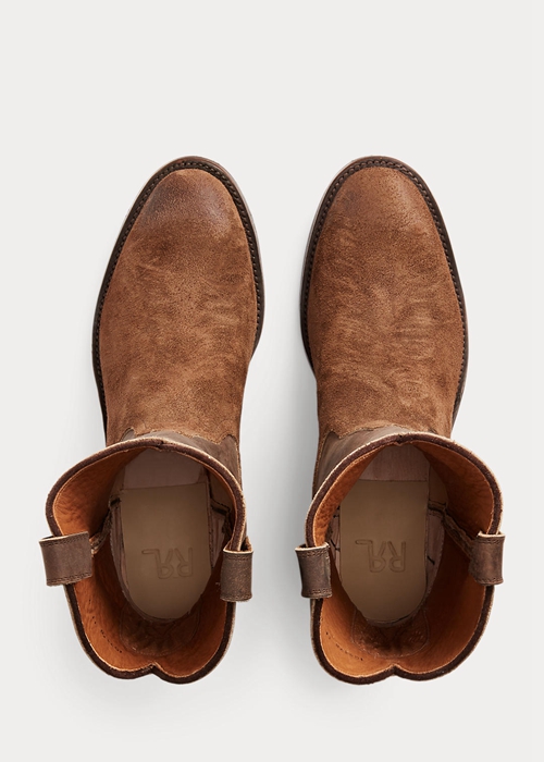 Ralph Lauren Roughout Mocka & Läder Stövlar Herr Bruna | 475283-SAK