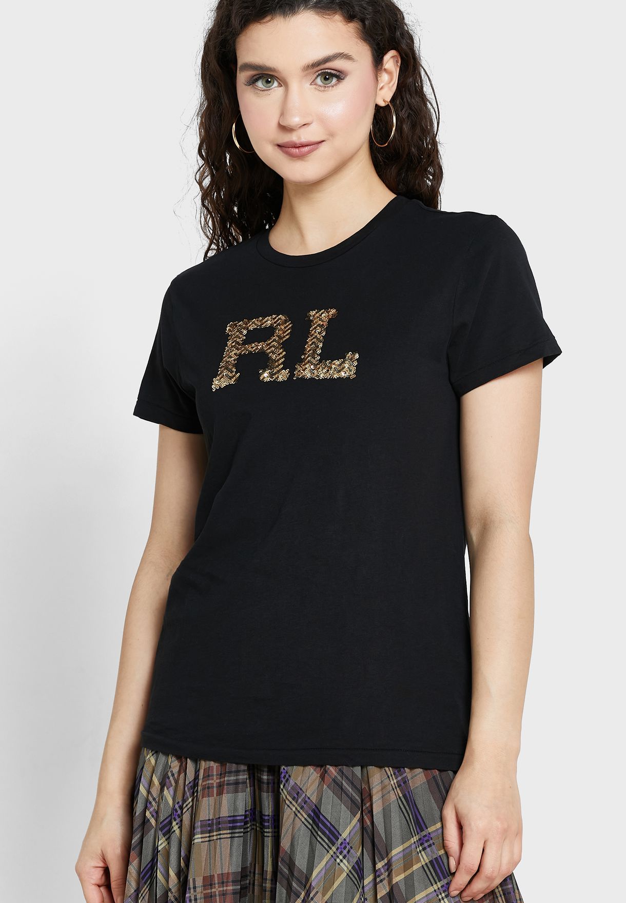 Ralph Lauren Round Neck Logo T-shirt Dam Svarta | 238079-RVY