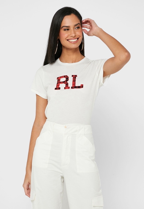 Ralph Lauren Round Neck Tryck Blast Dam Vita | 108435-ISW