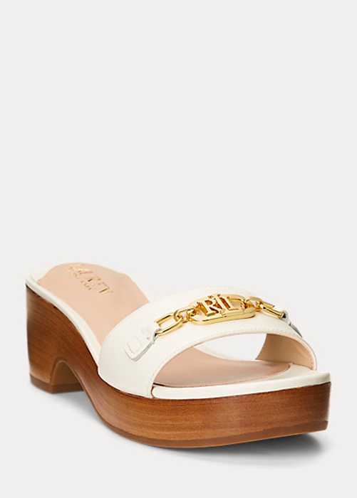 Ralph Lauren Roxanne Nappa Läder Sandaler Dam Vita | 215369-SGL