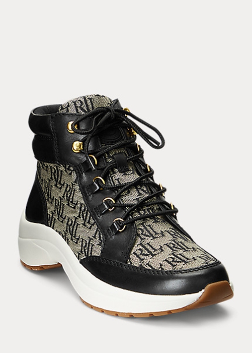 Ralph Lauren Rylee Monogram Jacquard High-Top Sneakers Dam Svarta Grå | 149025-EPB