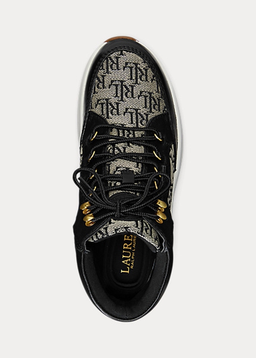 Ralph Lauren Rylee Monogram Jacquard High-Top Sneakers Dam Svarta Grå | 149025-EPB