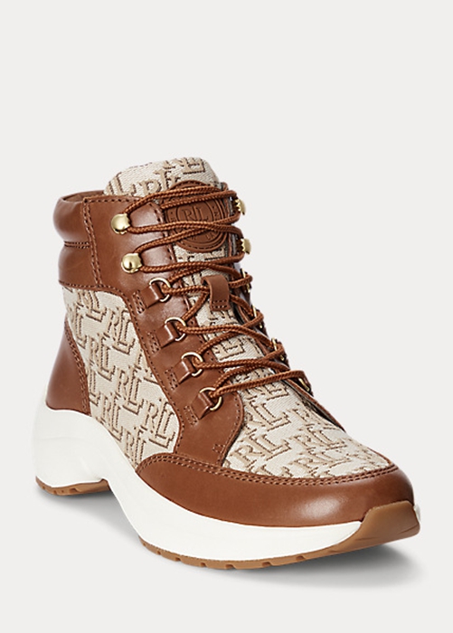 Ralph Lauren Rylee Monogram Jacquard High-Top Sneakers Dam Bruna | 915680-UHN