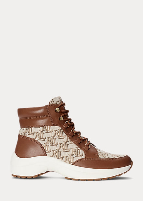 Ralph Lauren Rylee Monogram Jacquard High-Top Sneakers Dam Bruna | 915680-UHN