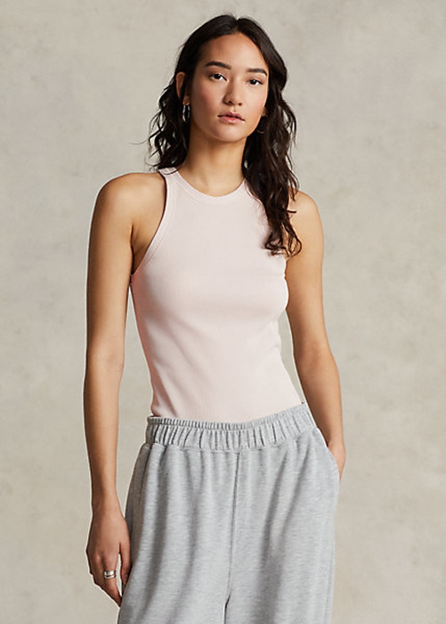 Ralph Lauren Räfflad Bomull Tank Blast Dam Rosa | 042913-YSB