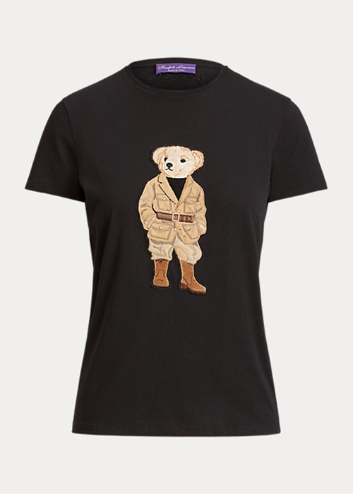 Ralph Lauren Safari Polo Bear Bomull T-shirt Dam Svarta | 781523-ROH