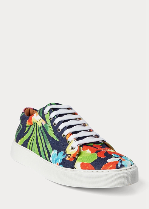 Ralph Lauren Severn Floral Linen Sneakers Herr Marinblå Olika Färger | 601527-FIW