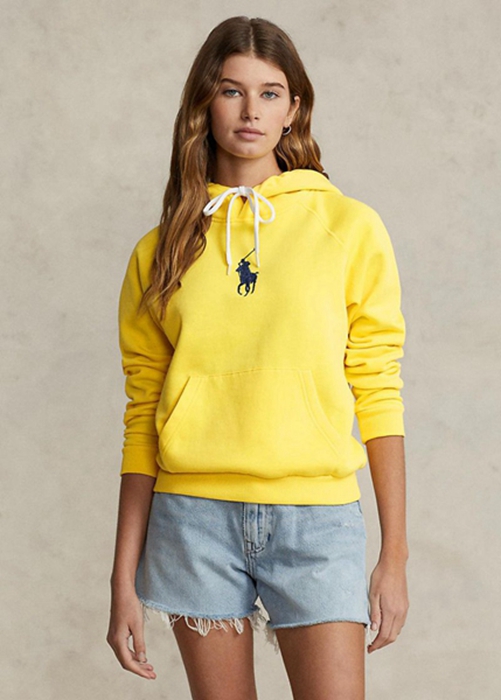 Ralph Lauren Shrunken Fit Big Pony Fleece Hoodie Dam Gula | 602495-JAU