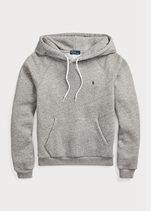 Ralph Lauren Shrunken Fit Fleece Hoodie Dam Grå | 501649-UNB