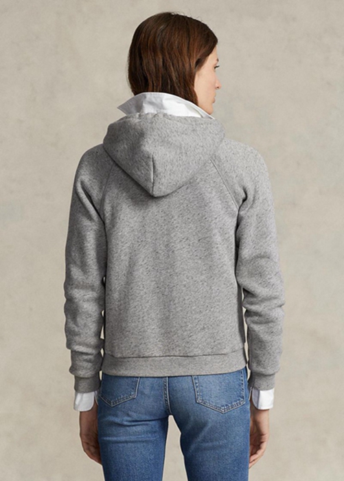 Ralph Lauren Shrunken Fit Fleece Hoodie Dam Grå | 501649-UNB