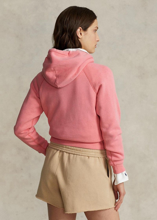 Ralph Lauren Shrunken Fit Fleece Hoodie Dam Rosa | 562934-TNK