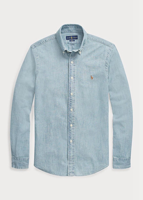 Ralph Lauren Slim Fit Chambray Skjorta Herr Blå | 320541-EJG