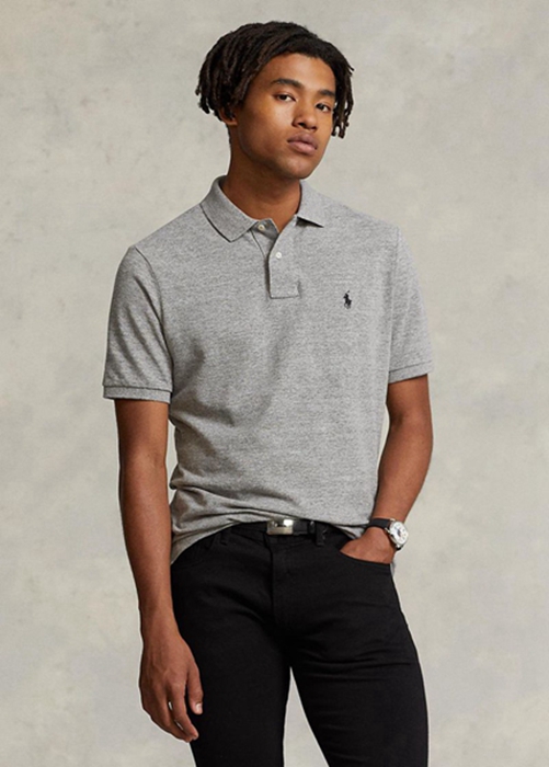 Ralph Lauren Slim Fit Mesh Piketröja Herr Grå | 813792-ZTM