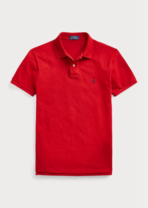 Ralph Lauren Slim Fit Mesh Piketröja Herr Röda | 892376-ILY