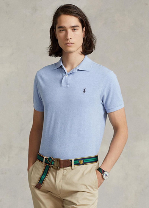 Ralph Lauren Slim Fit Mesh Piketröja Herr Blå | 947502-SJV