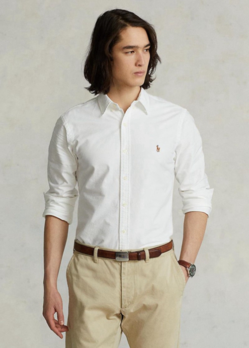 Ralph Lauren Slim Fit Oxford Skjorta Herr Vita | 185047-BKJ