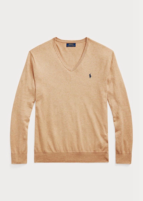 Ralph Lauren Slim Fit Textured Bomull Jumper Tröjor Herr Bruna | 098645-RHF