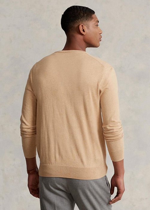 Ralph Lauren Slim Fit Textured Bomull Jumper Tröjor Herr Bruna | 098645-RHF