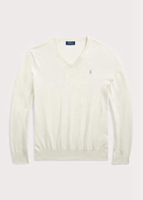 Ralph Lauren Slim Fit Textured Bomull Jumper Tröjor Herr Vita | 213964-FPO