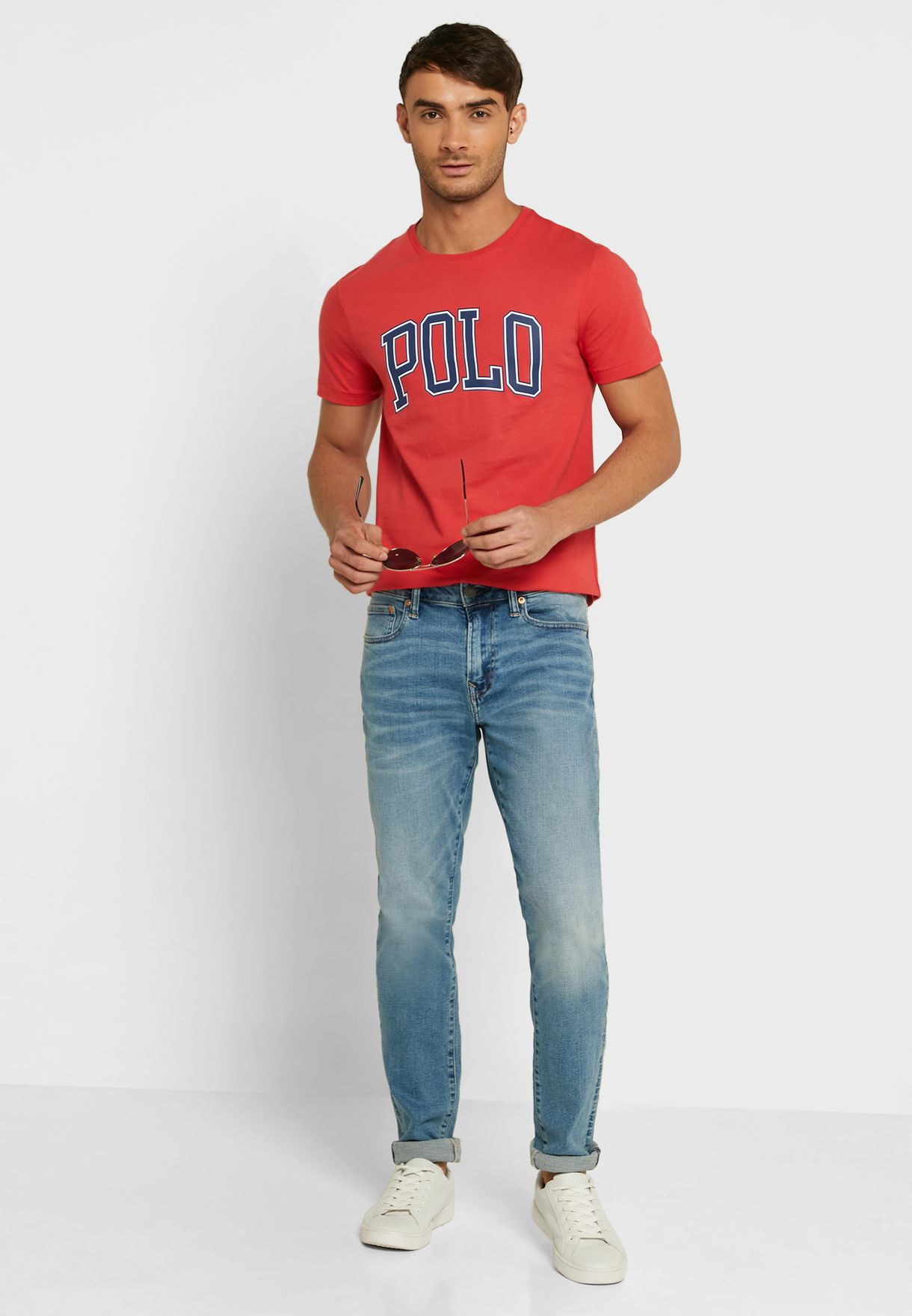 Ralph Lauren Slogan Crew Neck T-shirt Herr Röda | 142093-INQ