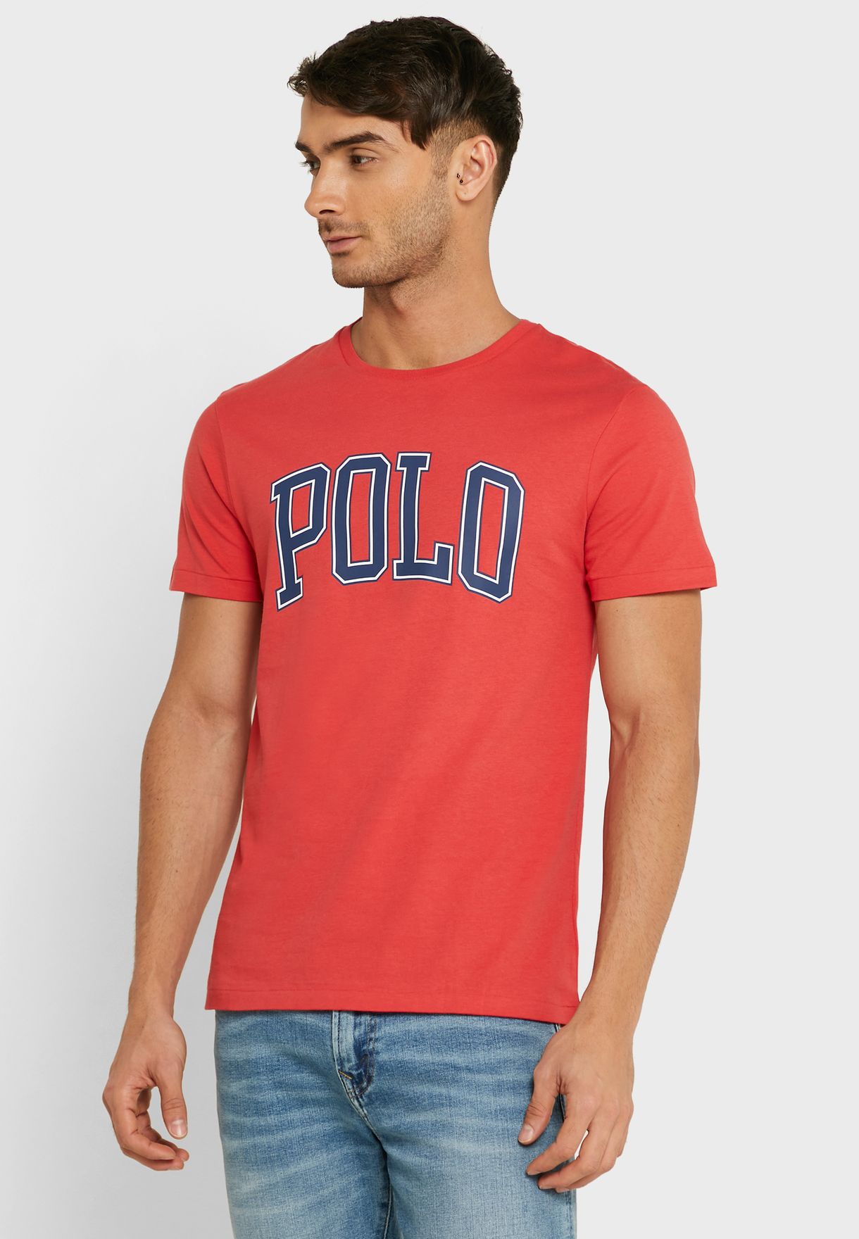 Ralph Lauren Slogan Crew Neck T-shirt Herr Röda | 142093-INQ