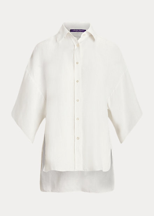 Ralph Lauren Soloman Linen Blouse Skjorta Dam Vita | 076583-YEP