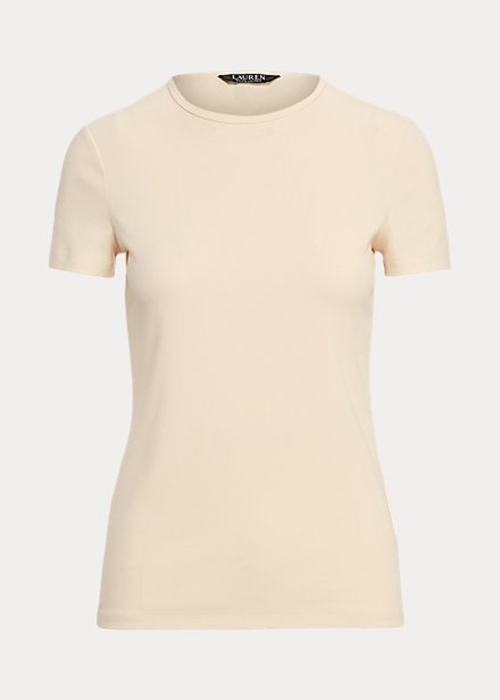 Ralph Lauren Stretch Bomull T-shirt Dam Grädde | 638509-JCZ