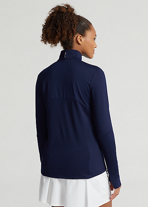 Ralph Lauren Stretch Jersey Quarter-Zip Tröjor Dam Marinblå | 796340-QXJ