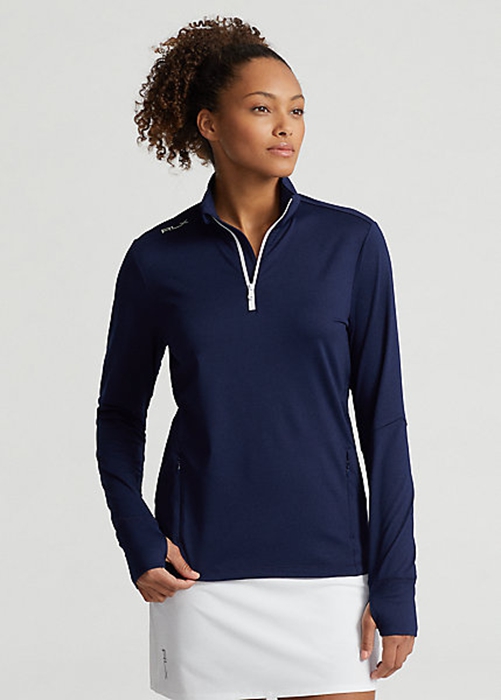 Ralph Lauren Stretch Jersey Quarter-Zip Tröjor Dam Marinblå | 796340-QXJ