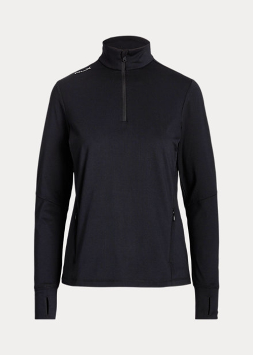 Ralph Lauren Stretch Jersey Quarter-Zip Tröjor Dam Svarta | 915720-GBJ