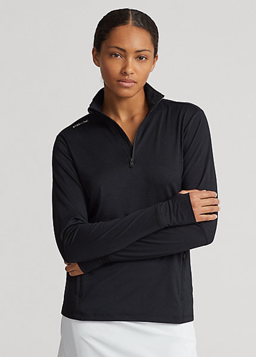 Ralph Lauren Stretch Jersey Quarter-Zip Tröjor Dam Svarta | 915720-GBJ