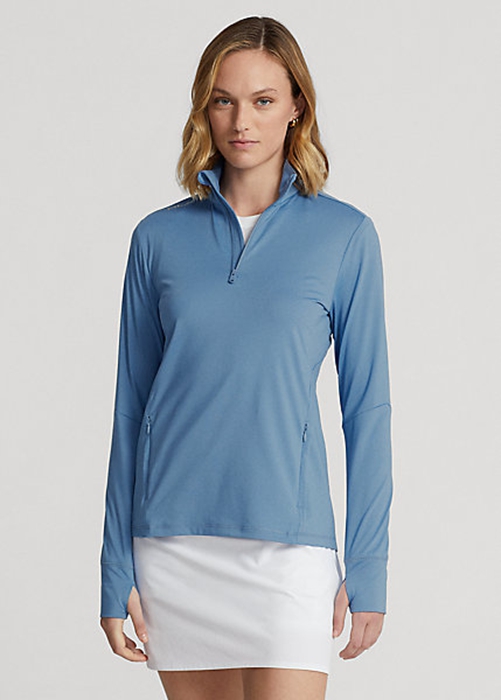 Ralph Lauren Stretch Jersey Quarter-Zip Tröjor Dam Blå | 925368-KWM