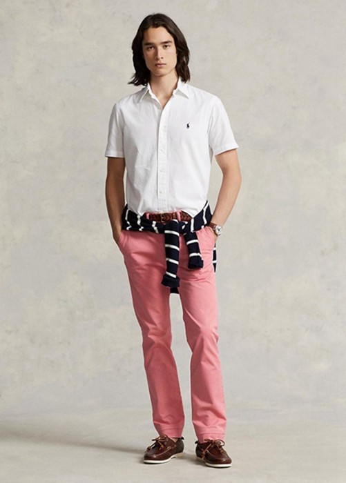 Ralph Lauren Stretch Slim Fit Chino Byxor Herr Rosa | 476058-JPZ