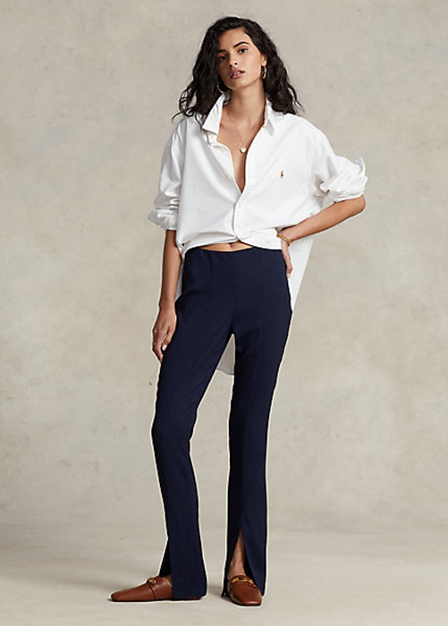 Ralph Lauren Stretch-Ull Blend Twill Leggings Dam Marinblå | 832047-CWR