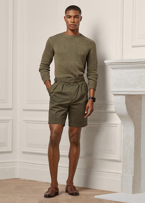 Ralph Lauren Tailored Stretch Chino Shorts Herr Olivgröna | 843092-NGY