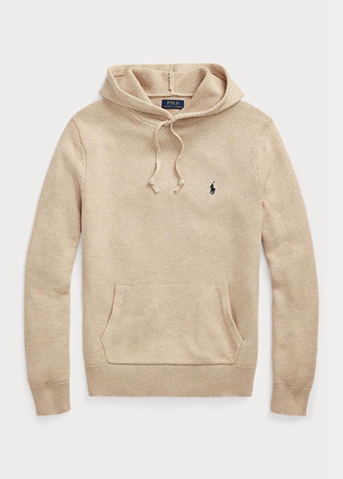 Ralph Lauren Textured Bomull Hooded Jumper Tröjor Herr Beige | 132759-KPT