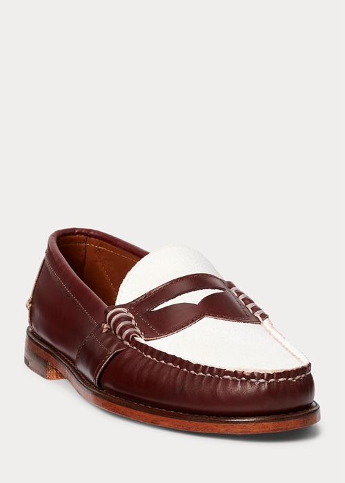 Ralph Lauren The Morehouse Kollektion Penny Loafers Herr Vinröda Grädde | 926750-KFX