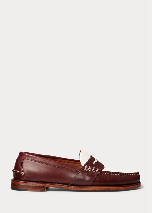 Ralph Lauren The Morehouse Kollektion Penny Loafers Herr Vinröda Grädde | 926750-KFX