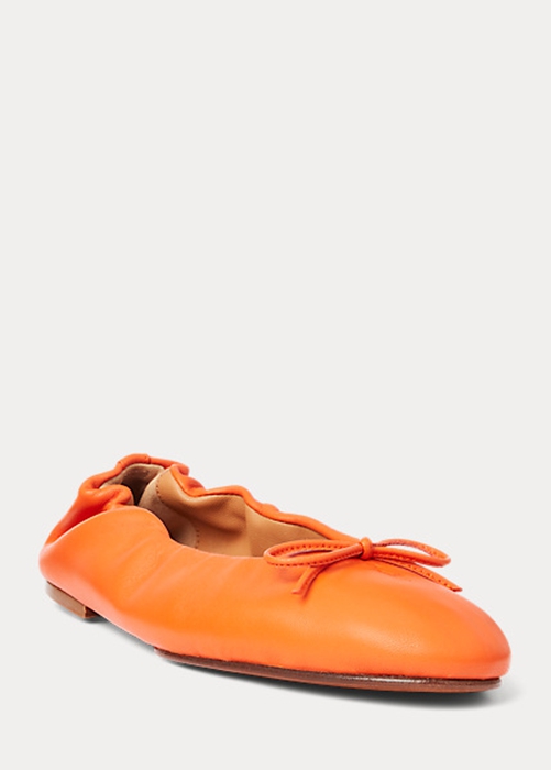 Ralph Lauren The Pony Ballet Platta Skor Dam Orange | 375402-RBM