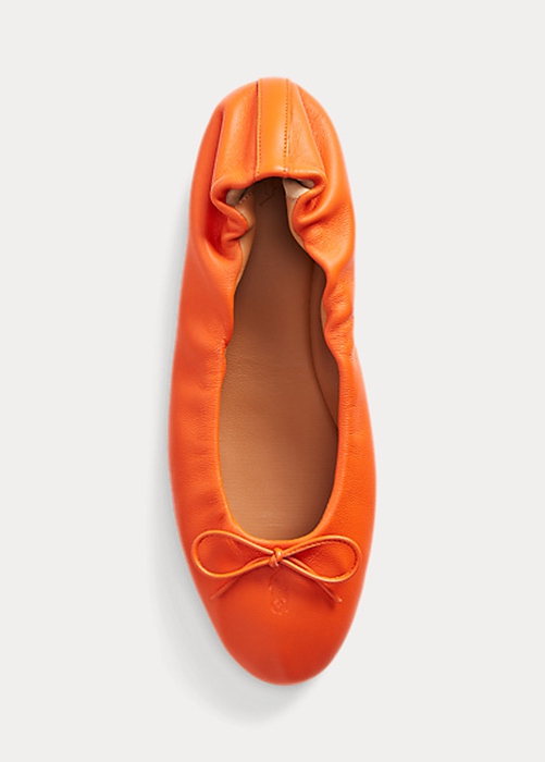 Ralph Lauren The Pony Ballet Platta Skor Dam Orange | 375402-RBM