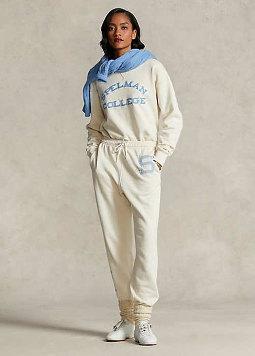 Ralph Lauren The Spelman Kollektion Fleece Sweatpants Dam Grädde | 643159-DNK