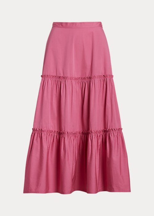 Ralph Lauren Tiered A-Line Bomull Kjolar Dam Fuchsia | 240891-PCO